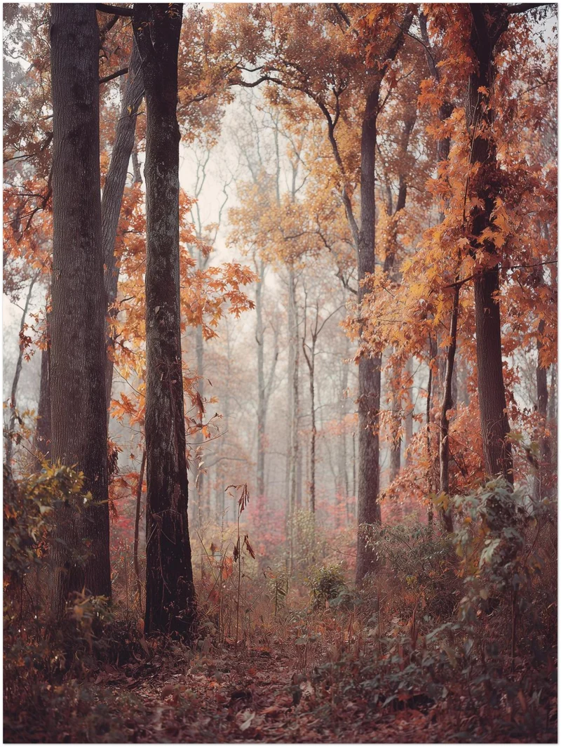 Herbstlicher Laubwald Leinwandbild