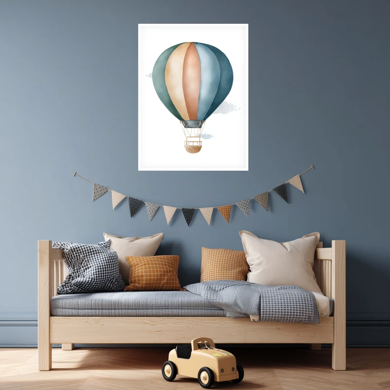 Sanfter Heißluftballon Aquarell Poster