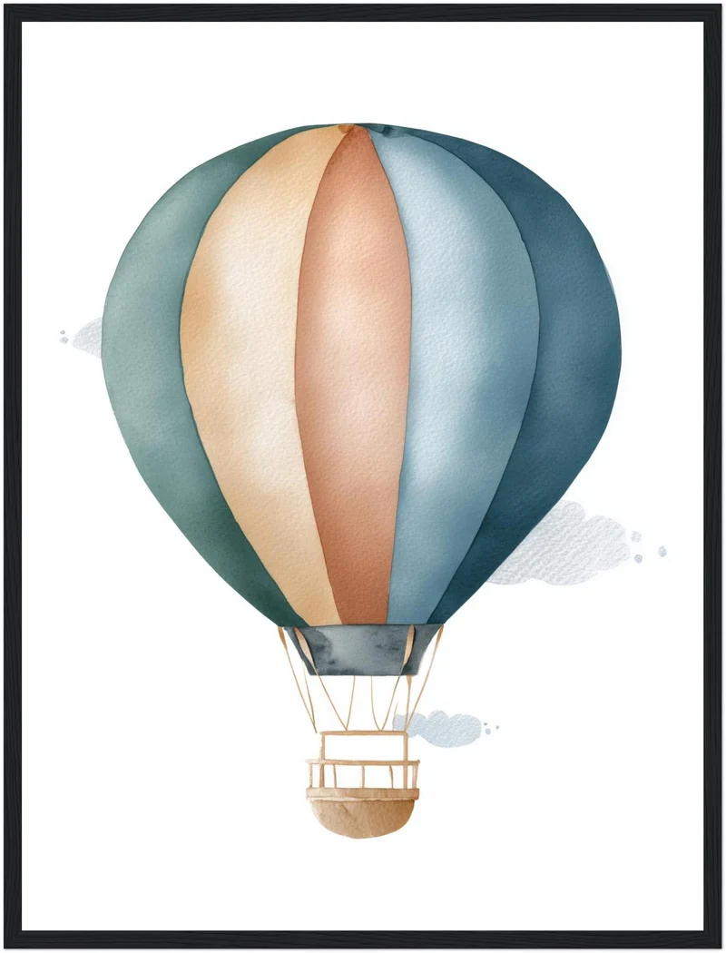 Sanfter Heißluftballon Aquarell Poster