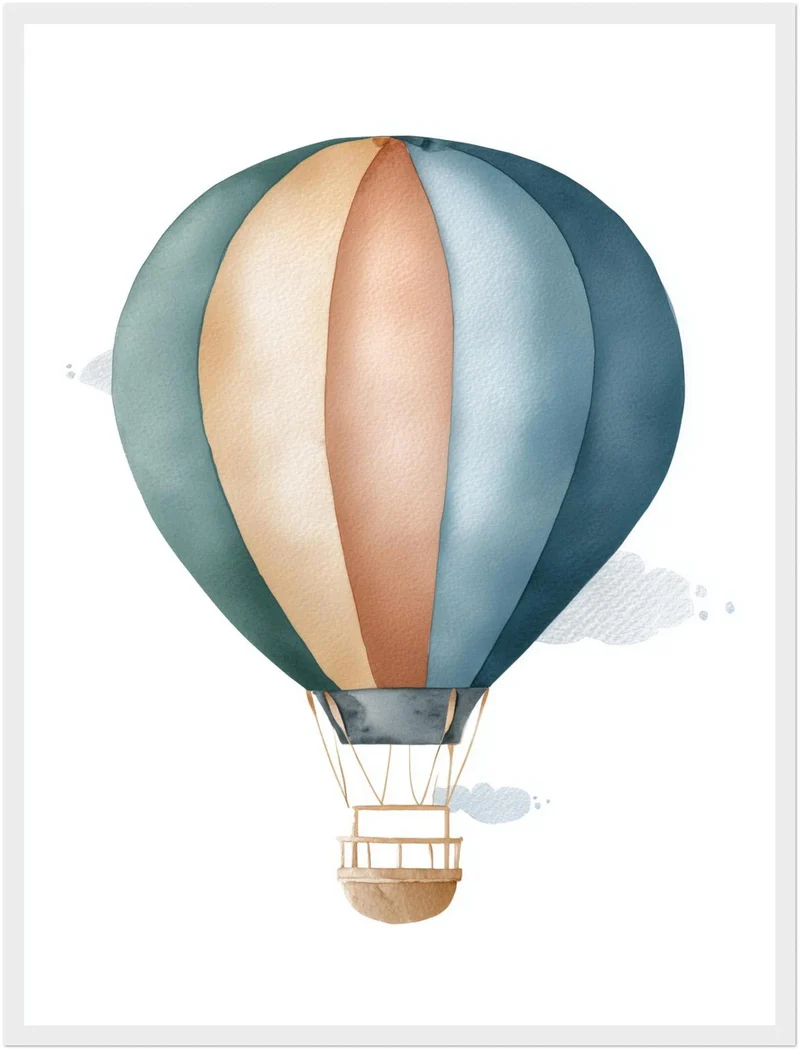 Sanfter Heißluftballon Aquarell Poster