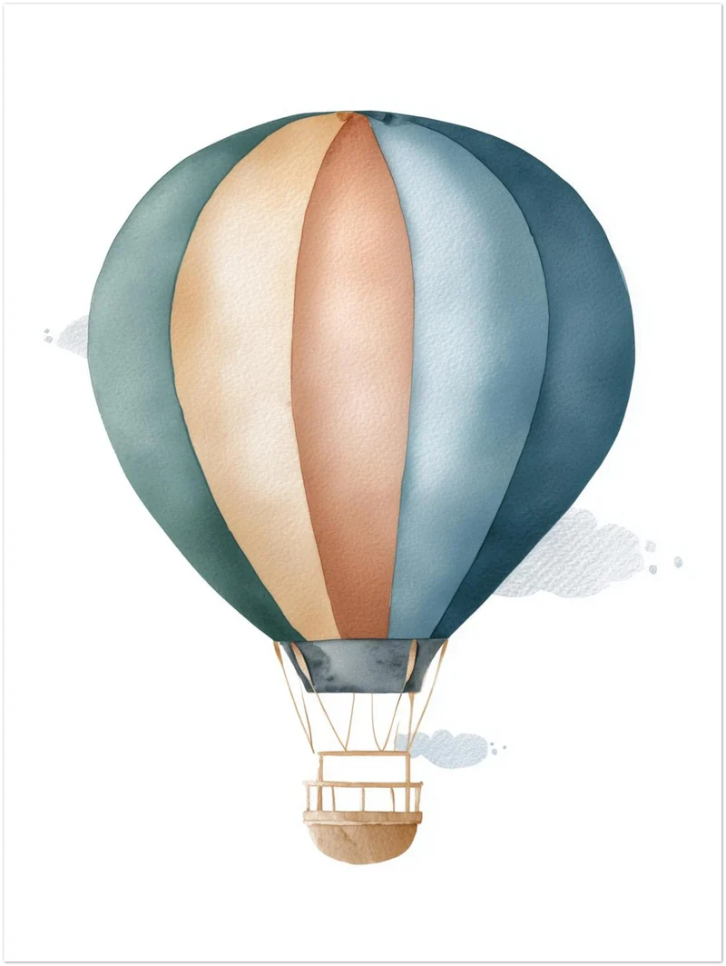 Sanfter Heißluftballon Aquarell Leinwandbild