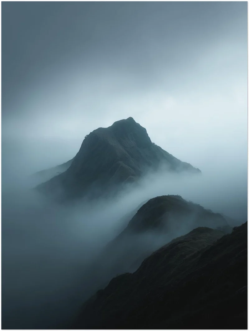 Nebliger Bergkamm im Morgenlicht Leinwandbild
