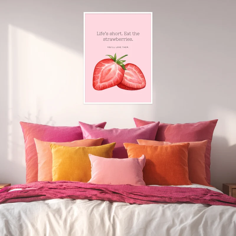 Aquarell Erdbeeren Poster