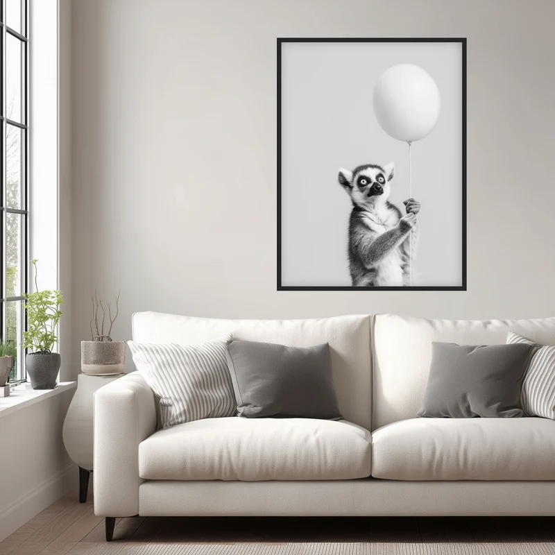 Lemur mit Ballon Poster