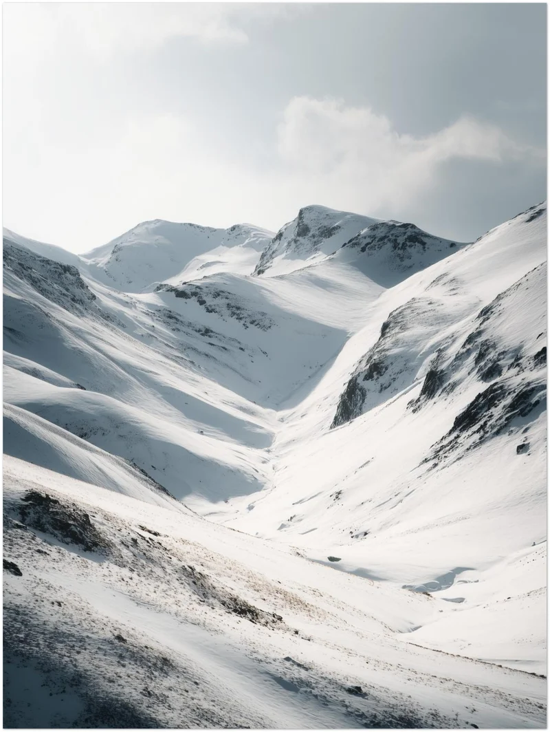Verschneite Bergmulde Leinwandbild