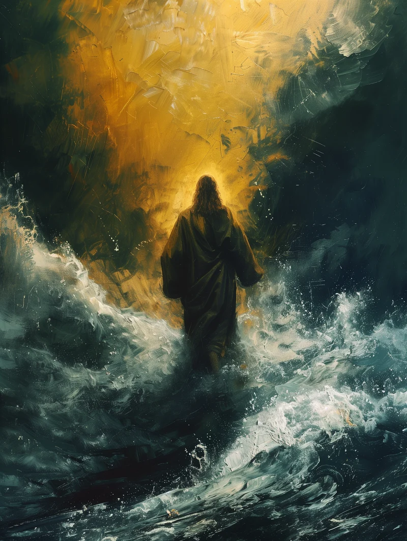 Jesus auf dem Wasser Poster