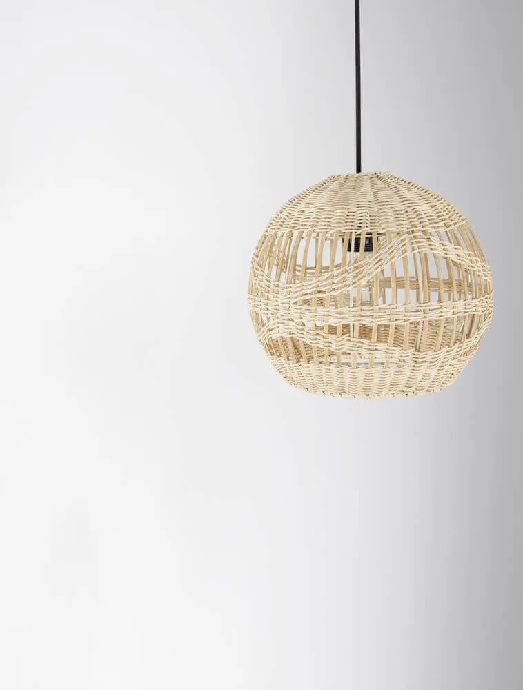 Marlo Pendelleuchte Kuppel Beige Rattan
