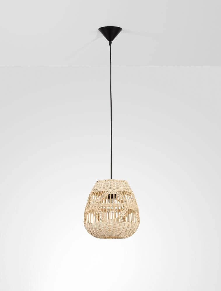 Marlo Pendelleuchte Birne Beige Rattan