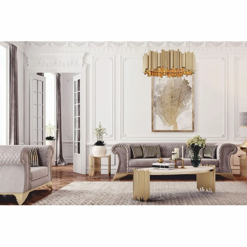 Casa Padrino Luxus Beistelltisch mit Kunstmarmor Tischplatte Weiß / Gold Ø 59 cm