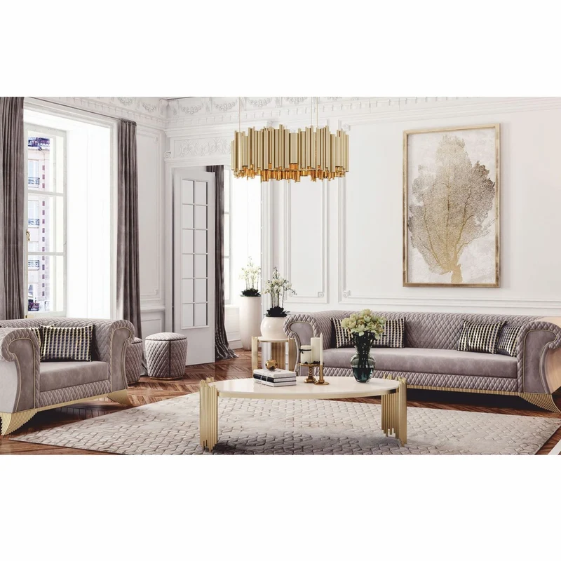 Casa Padrino Luxus Beistelltisch mit Kunstmarmor Tischplatte Weiß / Gold Ø 59 cm