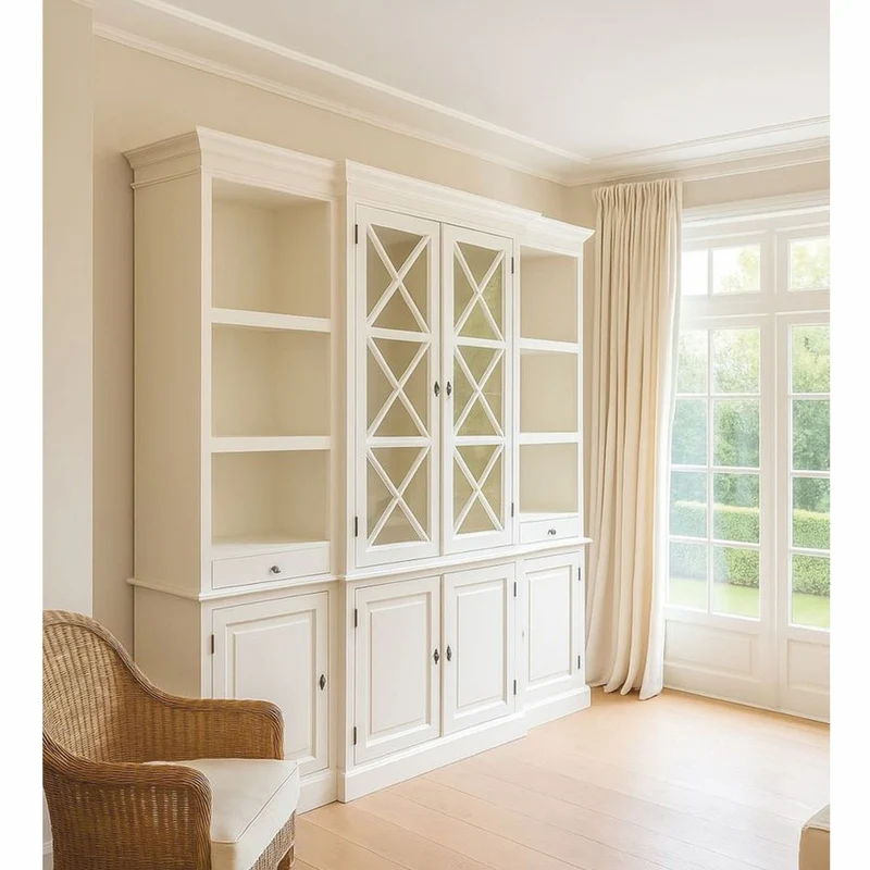 Casa Padrino Landhausstil Schrank Weiß 220 cm - Landhausstil Massivholz Möbel