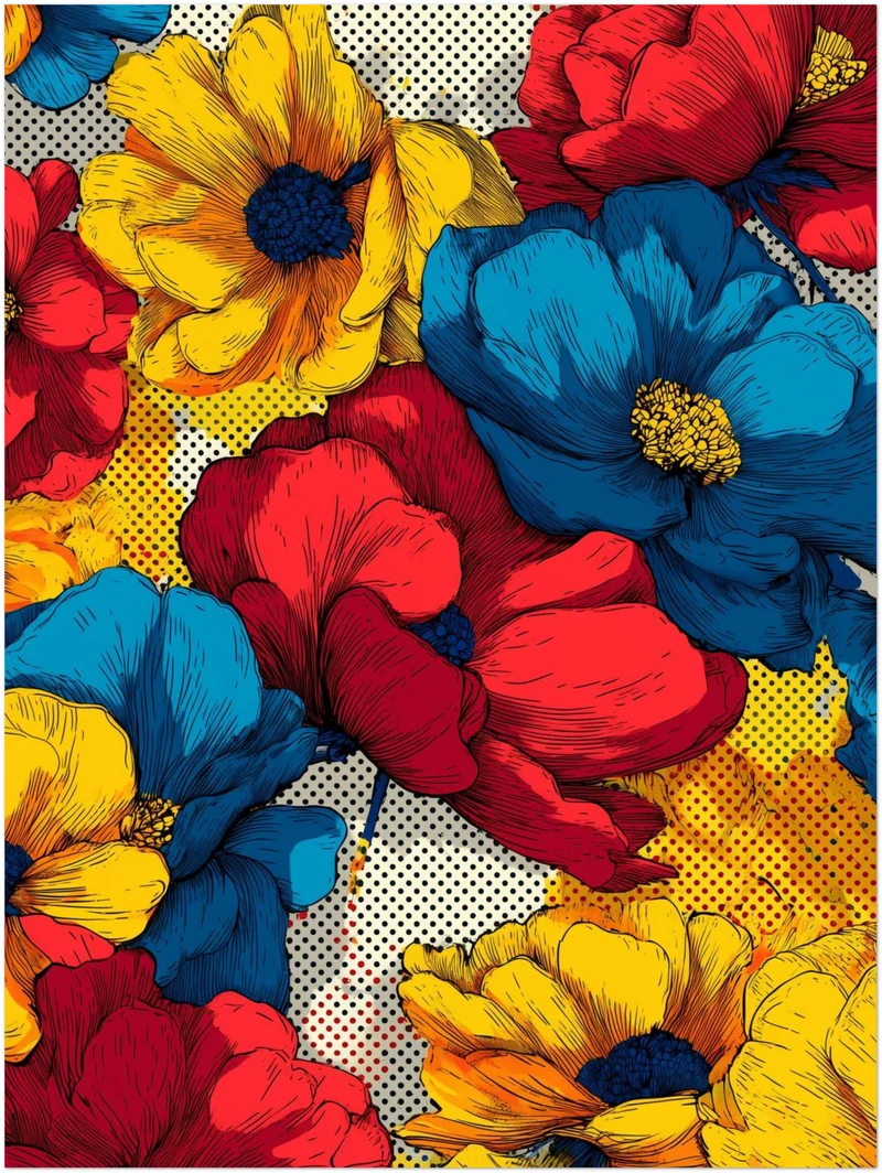 Bunte Blumenillustration Leinwandbild
