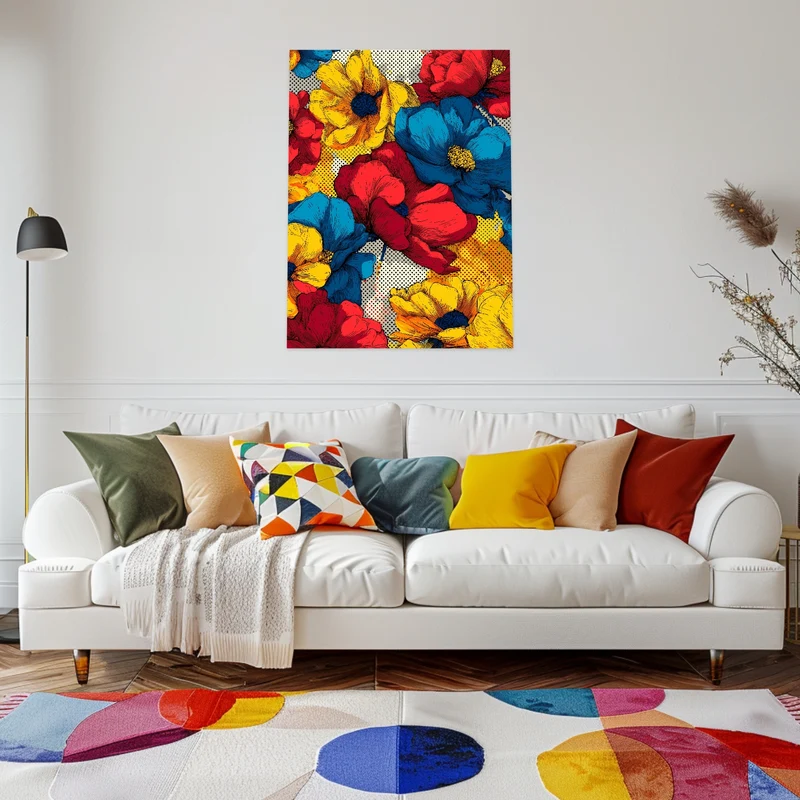 Bunte Blumenillustration Leinwandbild