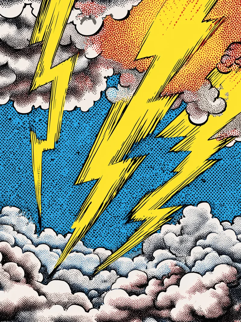 Blitzstrahlen in Wolken Poster
