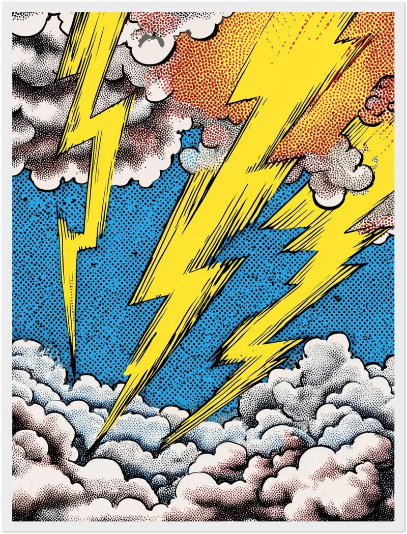 Blitzstrahlen in Wolken Poster