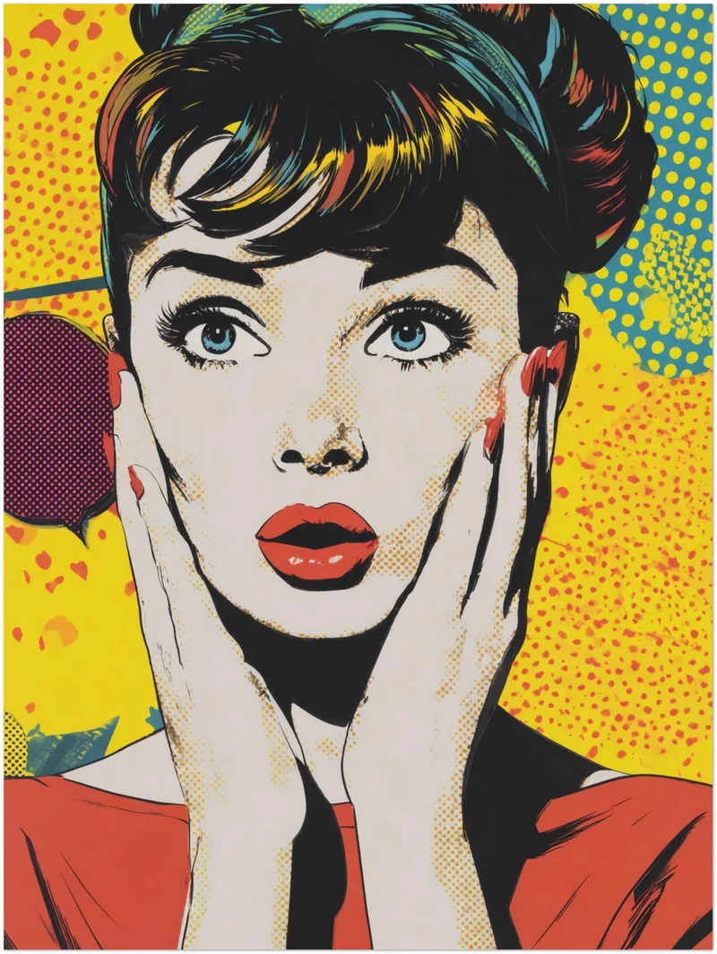 Erstaunte Frau Illustration Leinwandbild