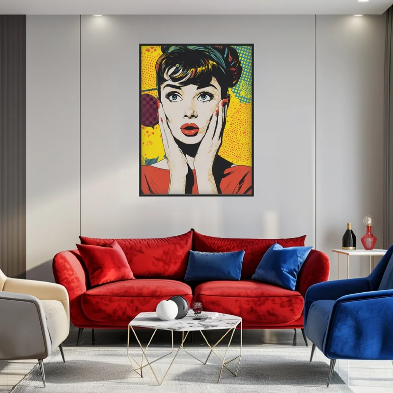 Erstaunte Frau Illustration Poster