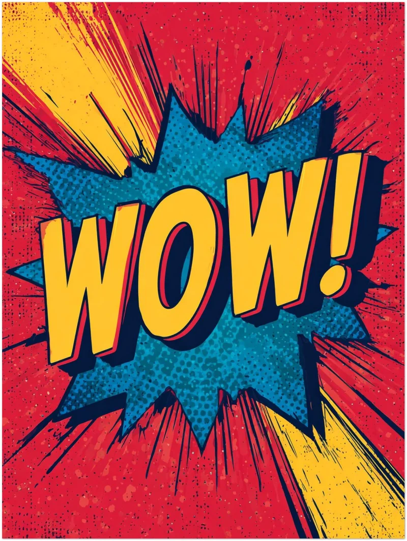 WOW Comic Schriftzug Leinwandbild