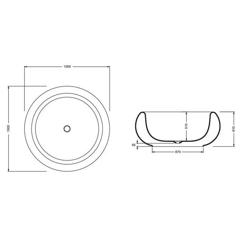 Casa Padrino Freistehende Luxus Acryl Badewanne Blau / Weiß Ø 150 cm - Made in Italy