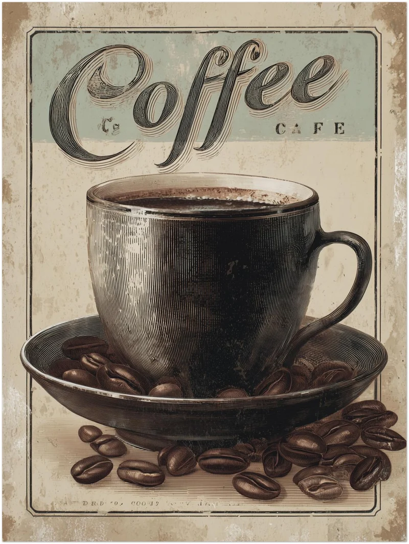 Kaffeetasse mit Bohnen Leinwandbild