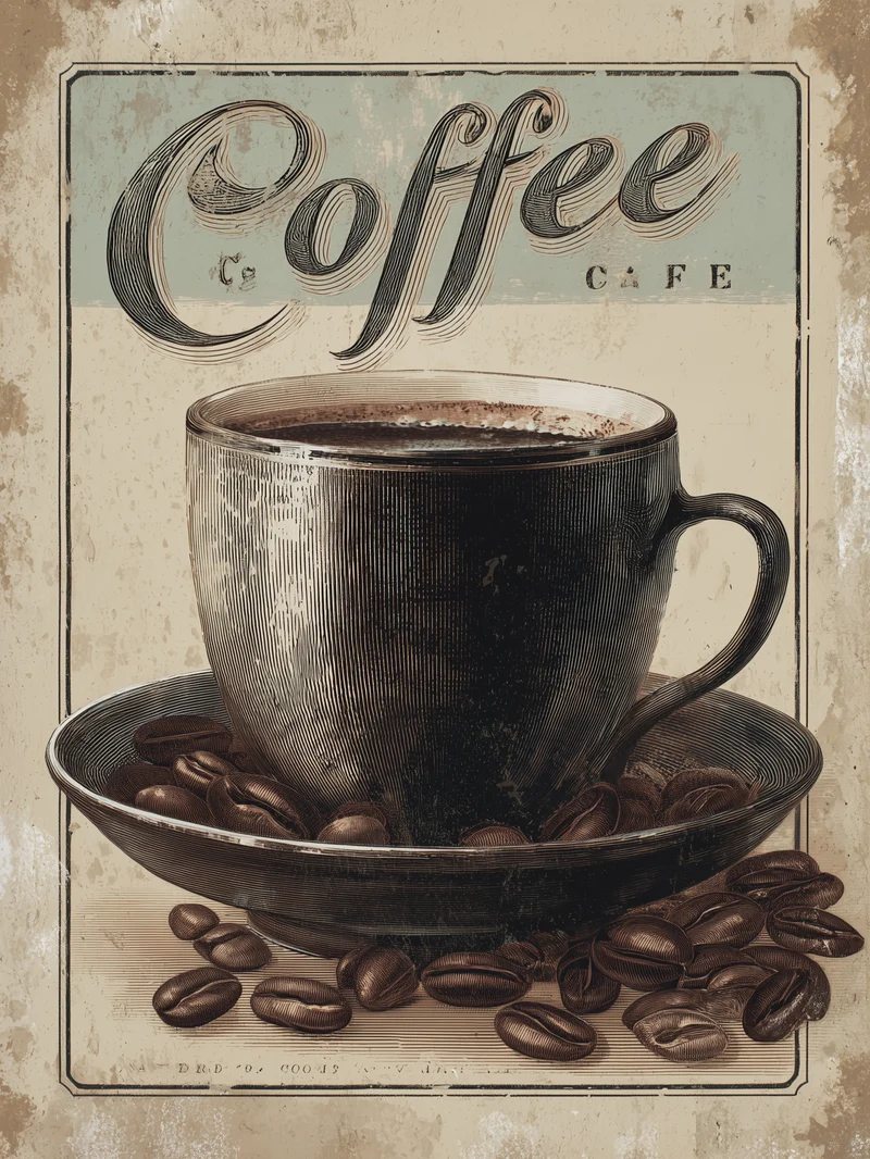 Kaffeetasse mit Bohnen Poster