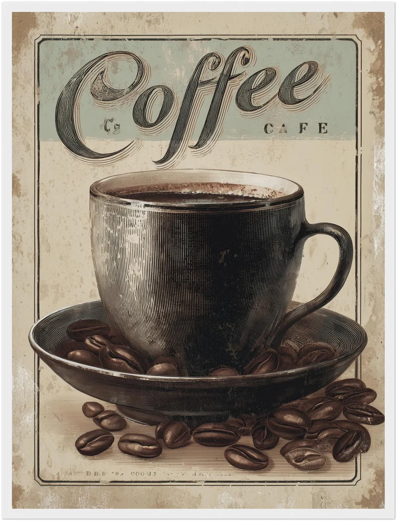 Kaffeetasse mit Bohnen Poster