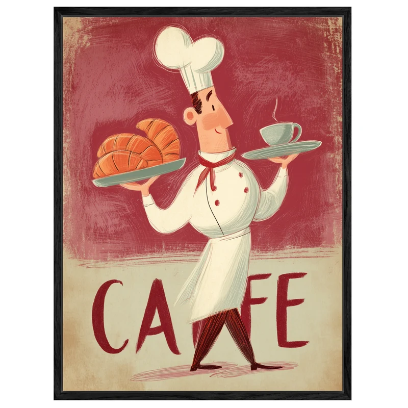 Koch mit Croissants Leinwandbild