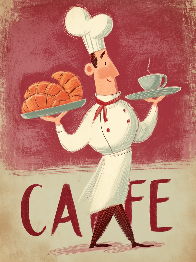 Koch mit Croissants Poster
