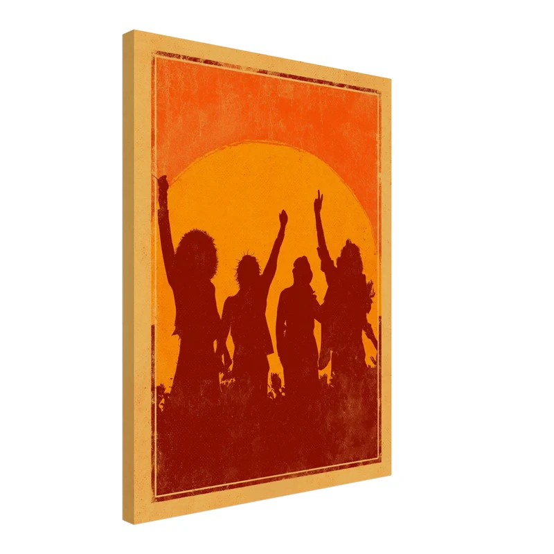 Party bei Sonnenuntergang Leinwandbild