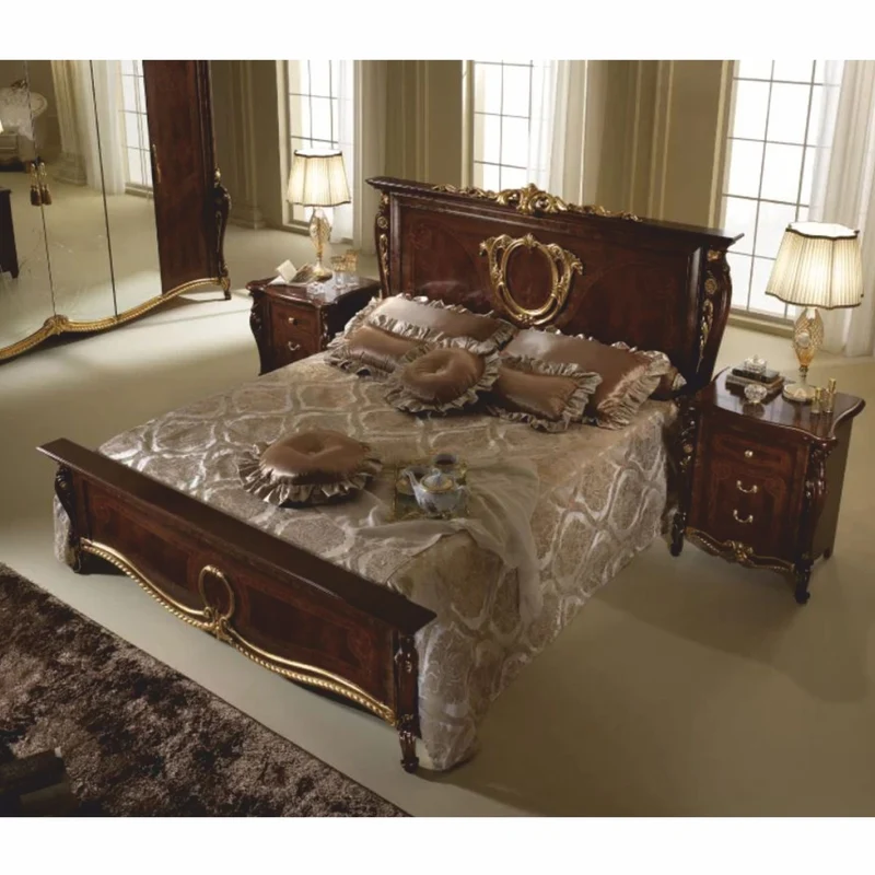 Casa Padrino Luxus Barock Nachtkommode mit 3 Schubladen Dunkelbraun / Gold - Made in Italy