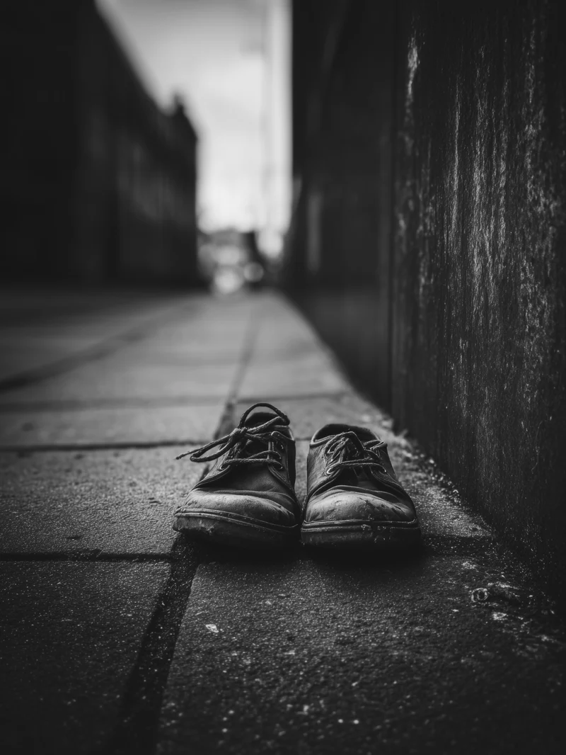 Verlassene Schuhe Schwarz Weiß Poster