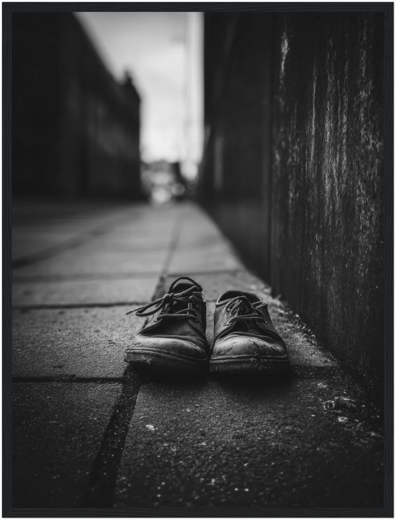 Verlassene Schuhe Schwarz Weiß Poster