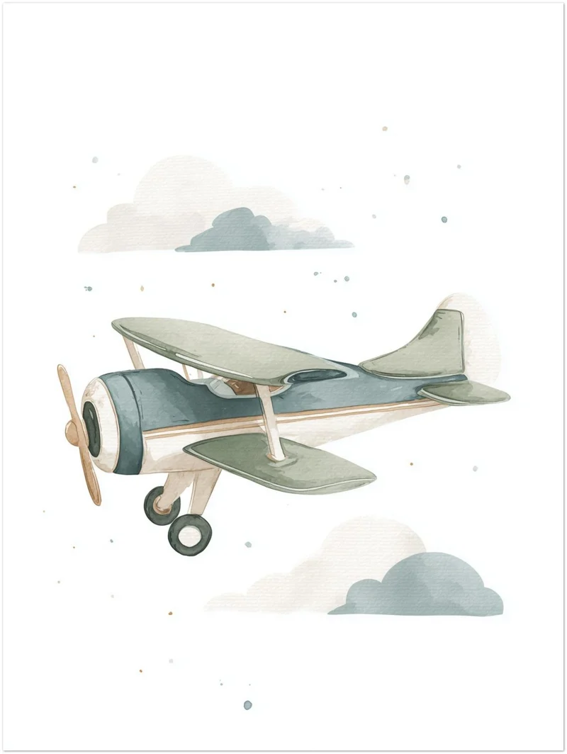 Sanftes Flugzeug Aquarell Leinwandbild