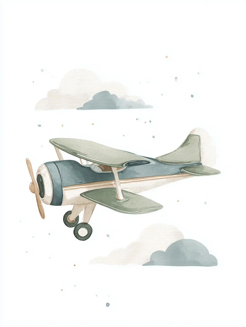 Sanftes Flugzeug Aquarell Poster