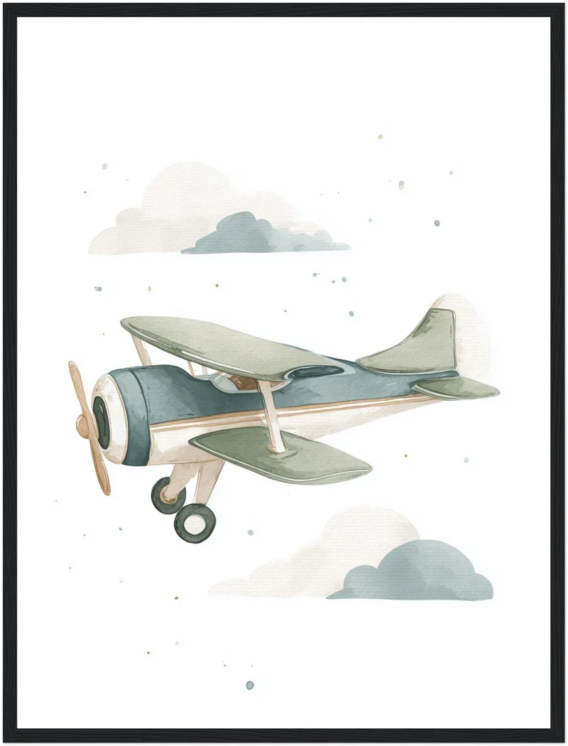 Sanftes Flugzeug Aquarell Poster