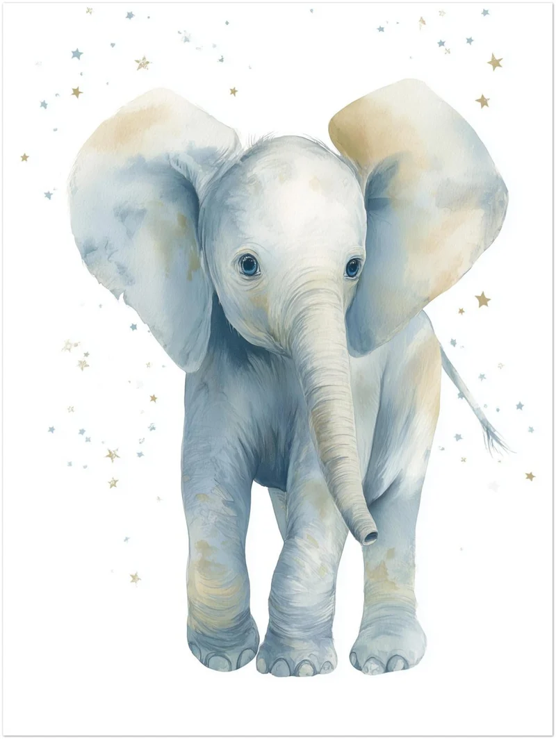 Sanfter Elefant Aquarell Leinwandbild