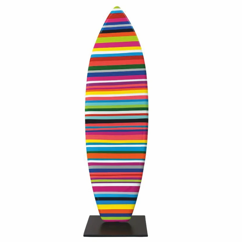 Casa Padrino Deko Surfboard mit Ständer Bunt / Schwarz H. 70 cm - Deko Accessoires
