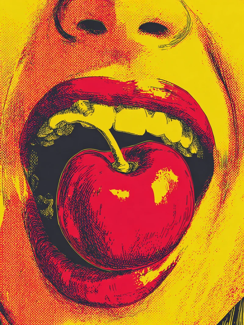 Mund mit Kirsche Poster
