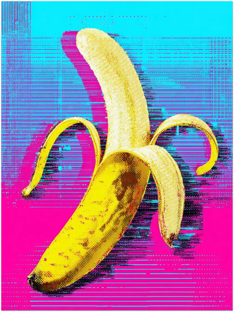 Banane auf Pink-blau Leinwandbild
