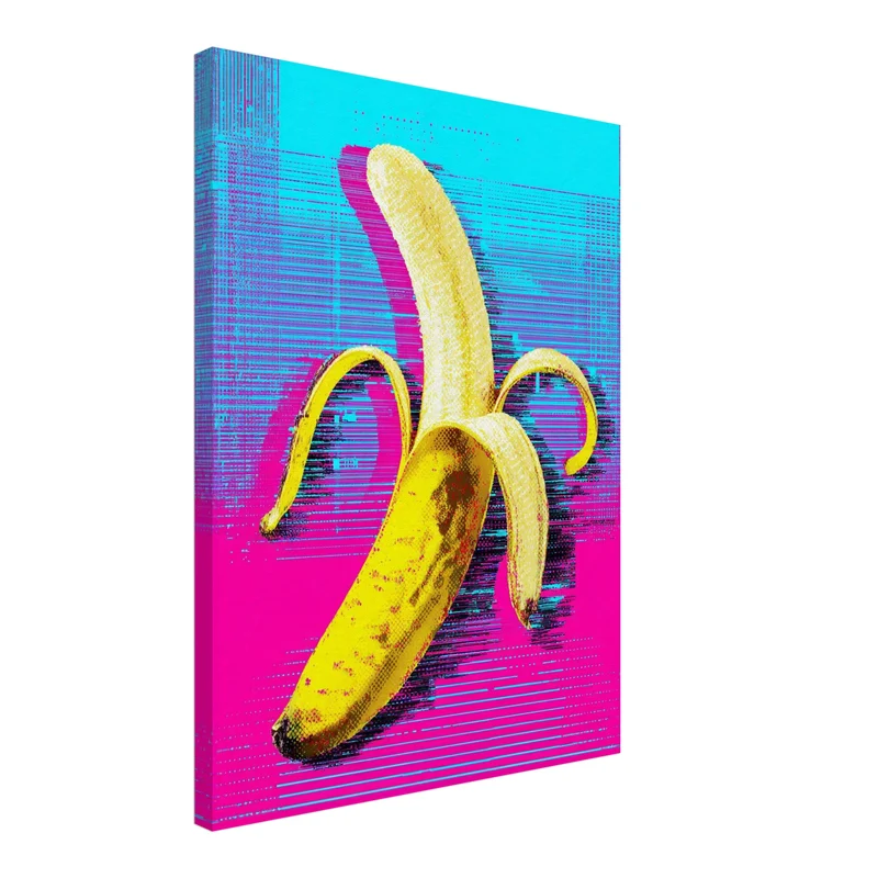 Banane auf Pink-blau Leinwandbild