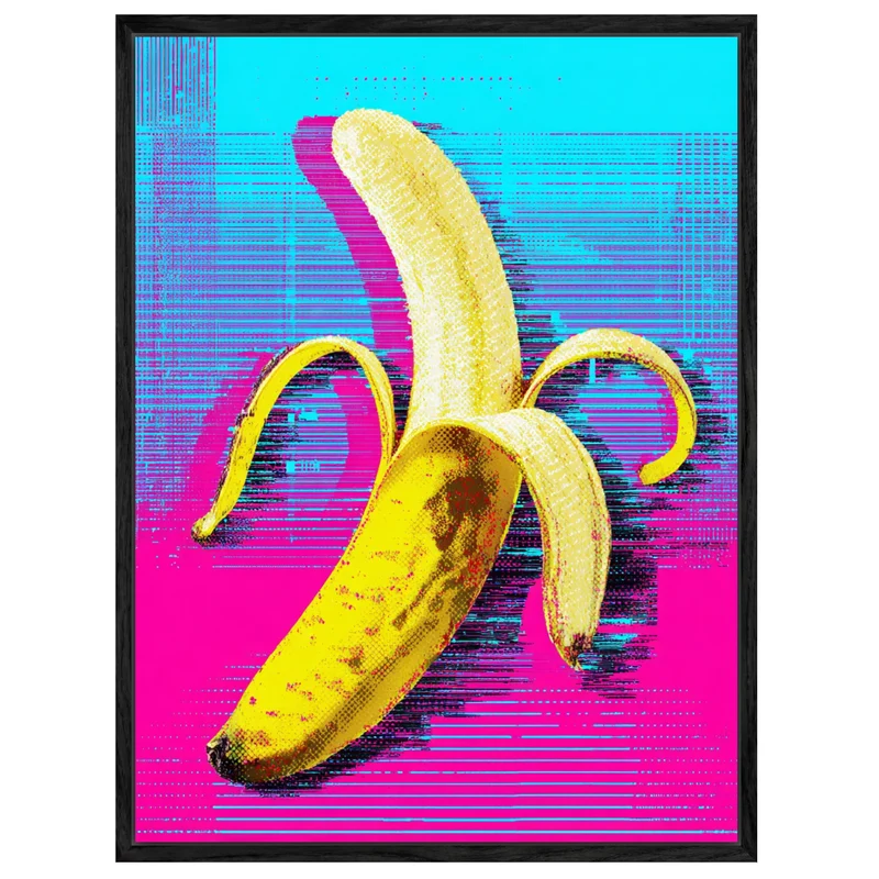 Banane auf Pink-blau Leinwandbild