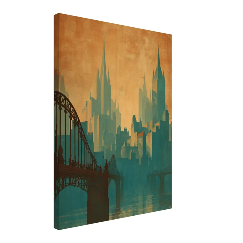 Skyline mit Brücke Leinwandbild