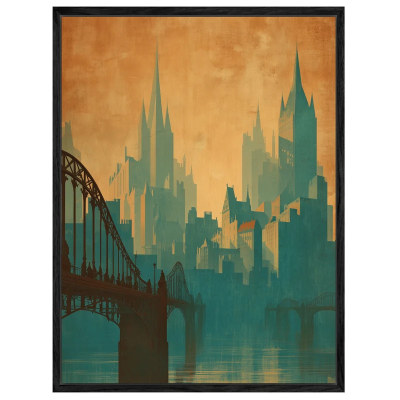 Skyline mit Brücke Leinwandbild