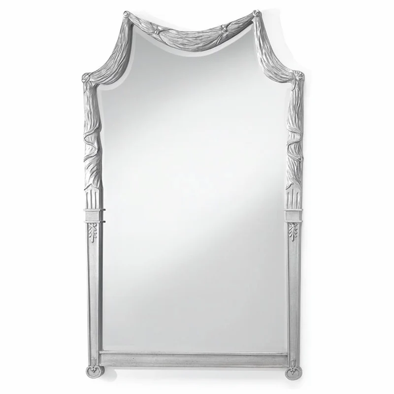 Casa Padrino Luxus Barock Massivholz Spiegel Silber H. 135 cm - Made in Italy
