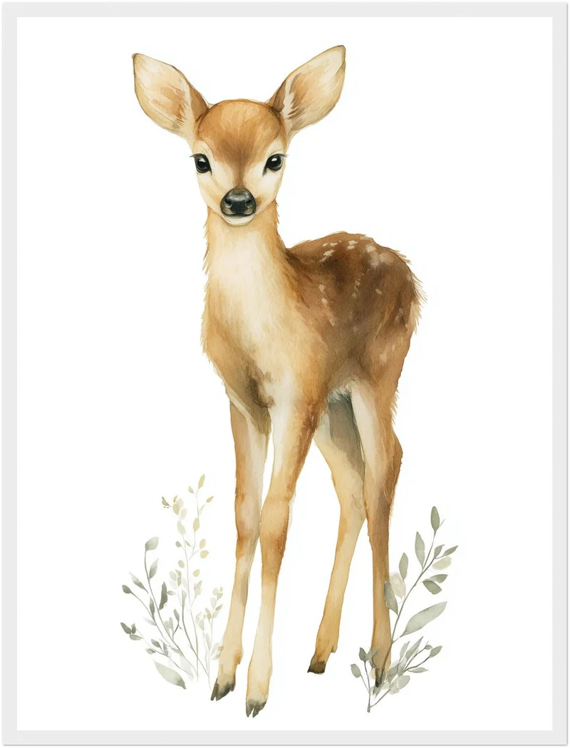 Sanftes Rehkitz Aquarell Poster