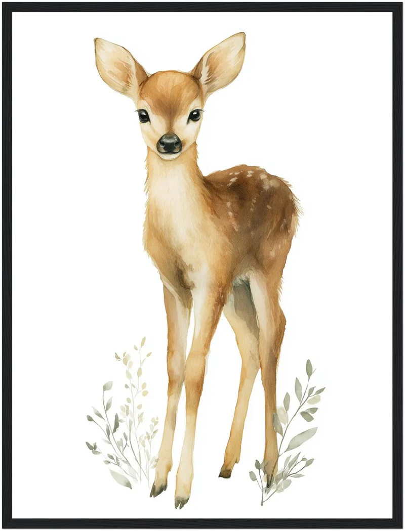 Sanftes Rehkitz Aquarell Poster