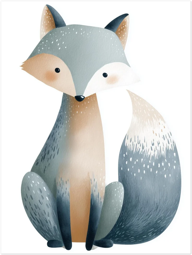 Sanfter blauer Fuchs Aquarell Leinwandbild