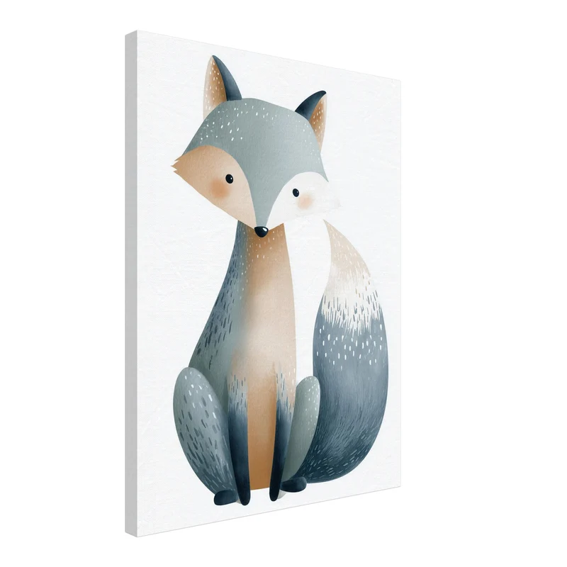 Sanfter blauer Fuchs Aquarell Leinwandbild