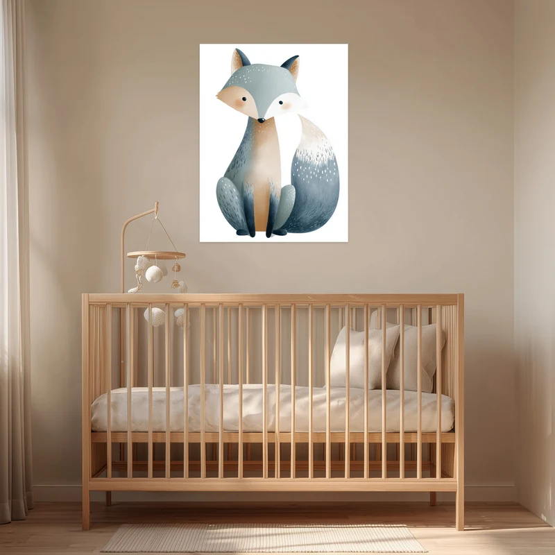Sanfter blauer Fuchs Aquarell Leinwandbild