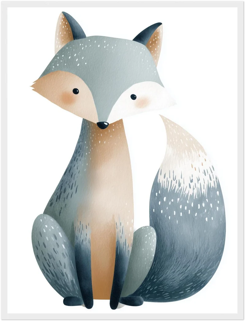 Sanfter blauer Fuchs Aquarell Poster